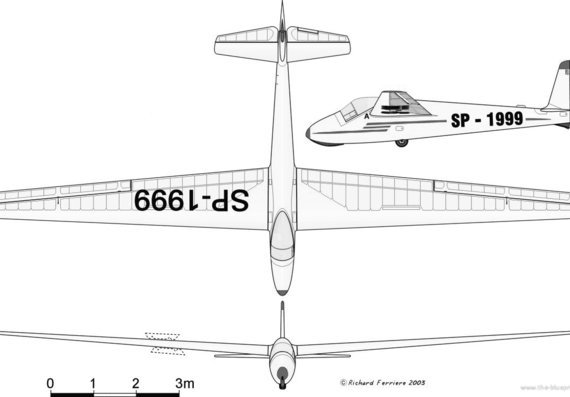Самолет SZD-12 Mucha 100 - чертежи, габариты, рисунки