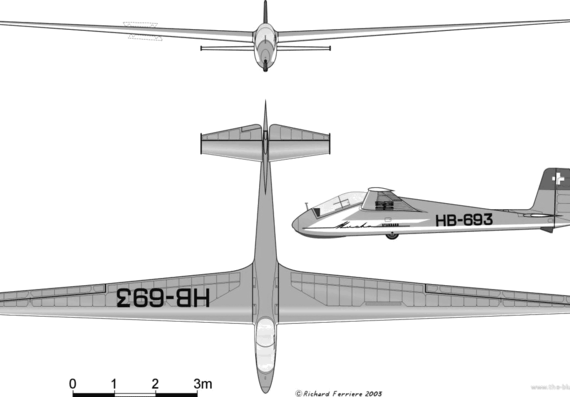 Самолет SZD-22 Mucha Standard - чертежи, габариты, рисунки