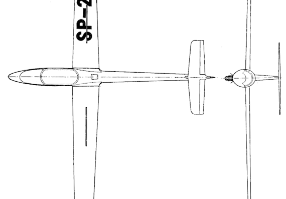 Самолет SZD-41 Jantar Standard - чертежи, габариты, рисунки