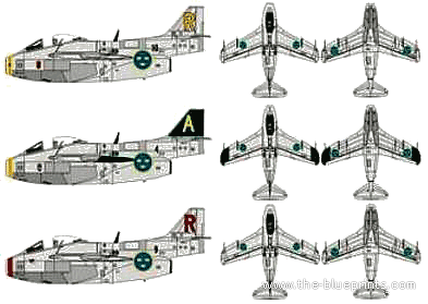 Aircraft Saab J29E Tunnan - drawings, dimensions, figures