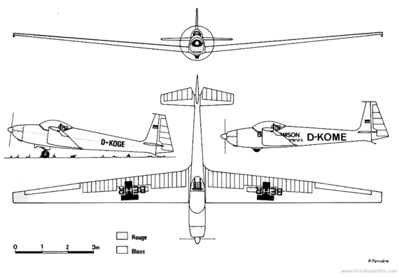 Самолет Schleicher ASK-14 - чертежи, габариты, рисунки