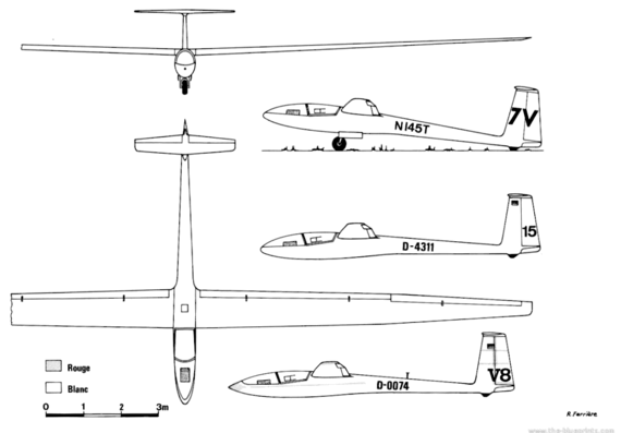 Самолет Schleicher ASW-12 - чертежи, габариты, рисунки