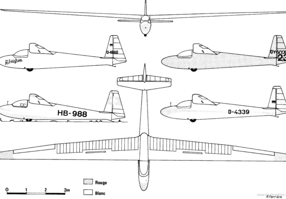 Aircraft Schleicher Ka-6CR Rhonsegler - drawings, dimensions, figures