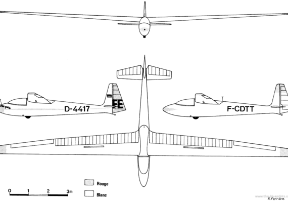 Самолет Schleicher Ka-6E Rhonsegler - чертежи, габариты, рисунки