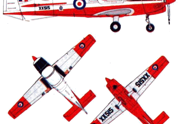 Самолет Scottish Aviation Bulldog 101 - чертежи, габариты, рисунки