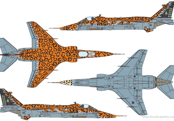Самолет Sepecat Jaguar GR.3 - чертежи, габариты, рисунки