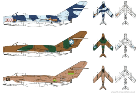 Самолет Shenyang F-5 - чертежи, габариты, рисунки