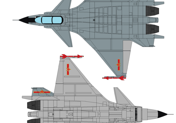 Самолет Shenyang J-14 blackTiger - чертежи, габариты, рисунки