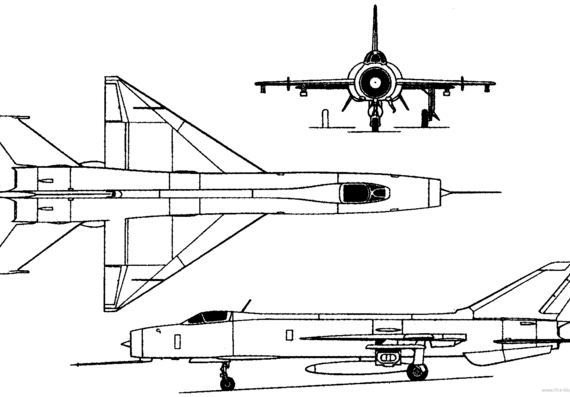 Самолет Shenyang J-8 (China) (1969) - чертежи, габариты, рисунки