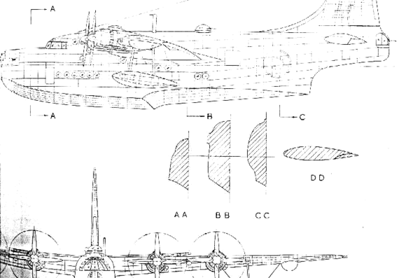 Самолет Short Seaford - чертежи, габариты, рисунки