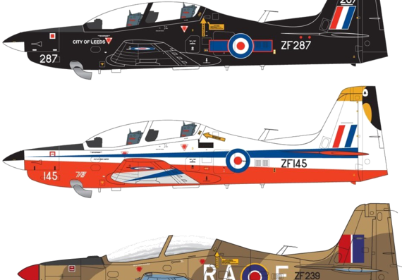 Самолет Shorts Tucano T.1 - чертежи, габариты, рисунки