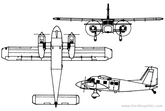 Самолет Skyservant - чертежи, габариты, рисунки