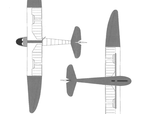 Самолет Slingsby T21 B Sedbergh Sailplane - чертежи, габариты, рисунки