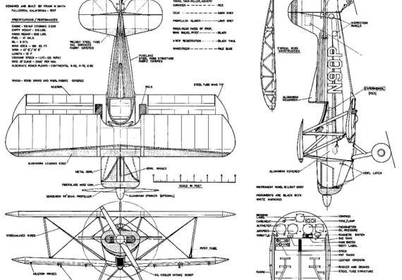 Самолет Smith Miniplane - чертежи, габариты, рисунки