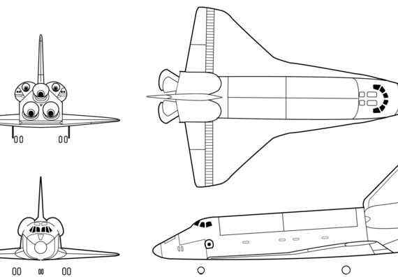 Самолет Space Shuttle - чертежи, габариты, рисунки