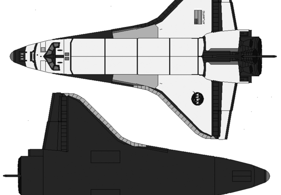 Самолет Space shuttle Atlantis OV-104 - чертежи, габариты, рисунки