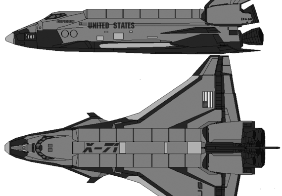 Самолет Space shuttle x-71 Independence - чертежи, габариты, рисунки