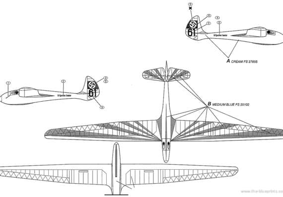 Самолет Sperber Junior Sailplane - чертежи, габариты, рисунки
