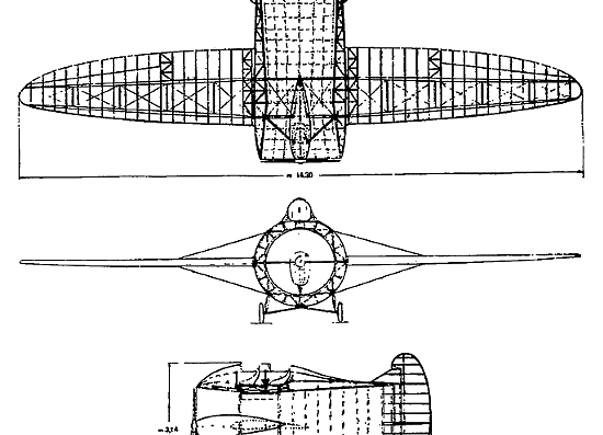 Самолет Stipa-Caproni - чертежи, габариты, рисунки
