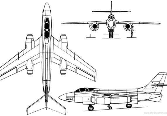 Самолет Sud-Ouest SO 4050 Vautour (France) (1952) - чертежи, габариты, рисунки