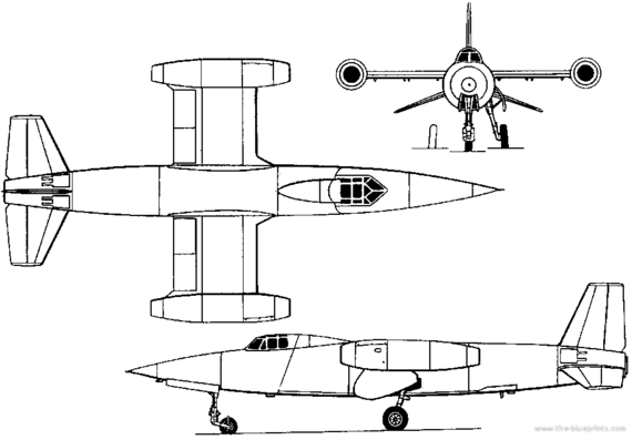 Самолет Sud-Ouest SO 9050 Trident II (France) (1955) - чертежи, габариты, рисунки