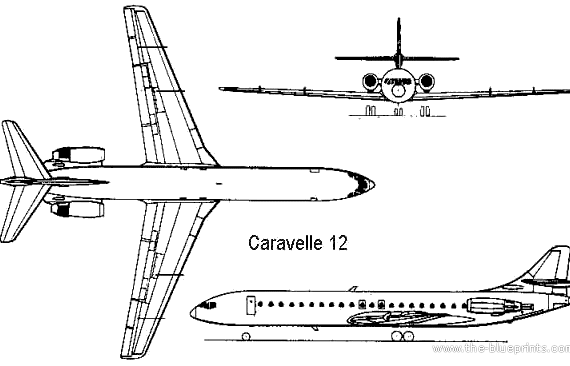Самолет Sud Aviation S.E.210 Caravelle 12 - чертежи, габариты, рисунки