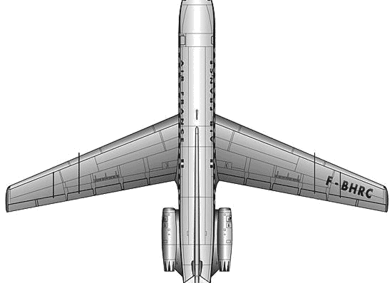Самолет Sud Aviation S.E.210 Caravelle 3 - чертежи, габариты, рисунки