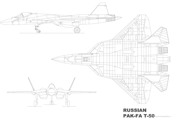 Самолет М PAK-FA T-50 - чертежи, габариты, рисунки