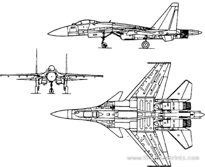 Самолет М SU-37sh - чертежи, габариты, рисунки