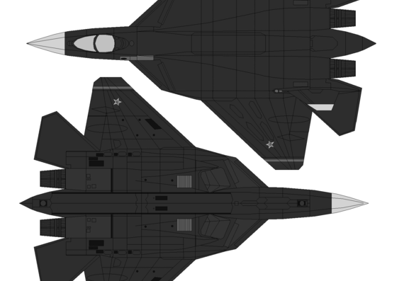 Самолет М SU-50 Firefox - чертежи, габариты, рисунки