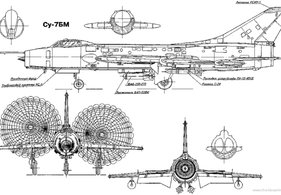 Самолет М SU-7BM - чертежи, габариты, рисунки