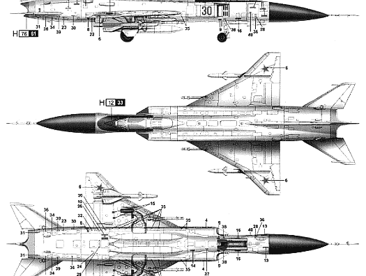 Самолет М Su-15UM Flagon G - чертежи, габариты, рисунки