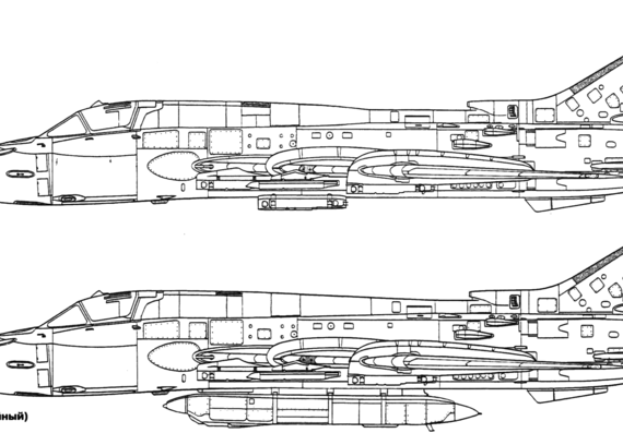 Самолет М Su-17M3 - чертежи, габариты, рисунки