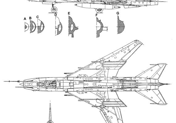 Самолет М Su-17 (Fitter) - чертежи, габариты, рисунки