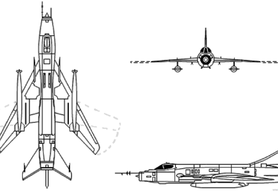 Самолет М Su-17 Su-20 Su-22 Fitter - чертежи, габариты, рисунки