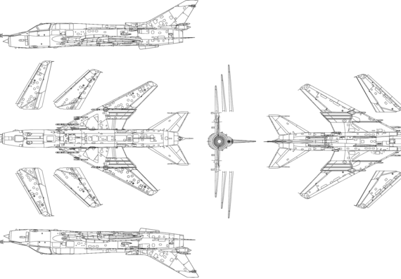 Самолет М Su-22M4 - чертежи, габариты, рисунки