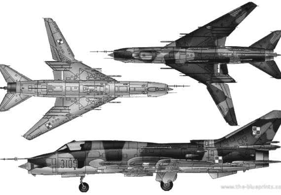 Самолет М Su-22 Fitter F - чертежи, габариты, рисунки