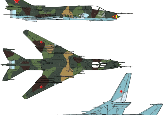 Самолет М Su-22 M4 - чертежи, габариты, рисунки