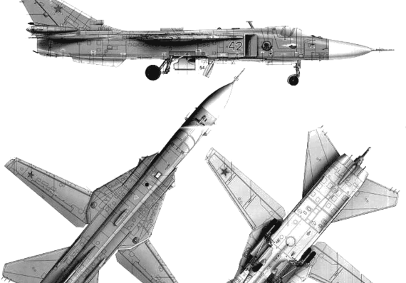 Самолет М Su-24M Fencer D - чертежи, габариты, рисунки