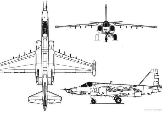 Самолет М Su-25 - чертежи, габариты, рисунки