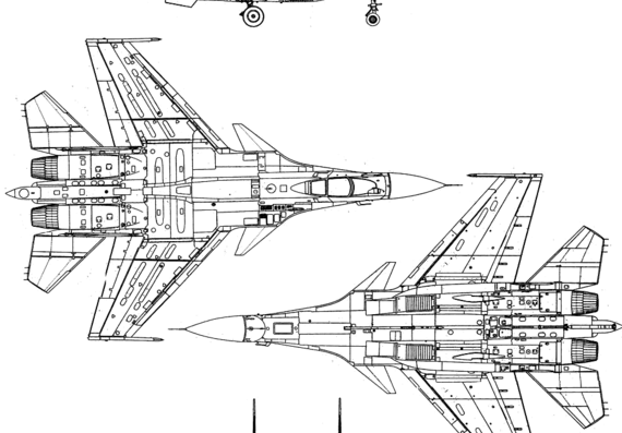Самолет М Su-27K (Flanker) - чертежи, габариты, рисунки