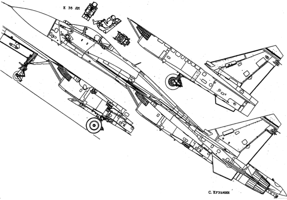 Самолет М Su-27K (Su-33) - чертежи, габариты, рисунки