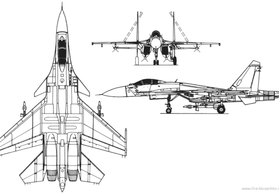 Самолет М Su-27k - чертежи, габариты, рисунки