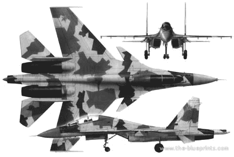 Самолет М Su-30 - чертежи, габариты, рисунки