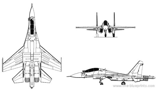 Самолет М Su-30 Flanker - чертежи, габариты, рисунки