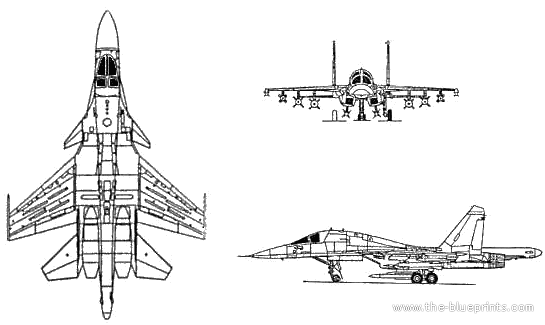 Самолет М Su-32NF Flanker - чертежи, габариты, рисунки
