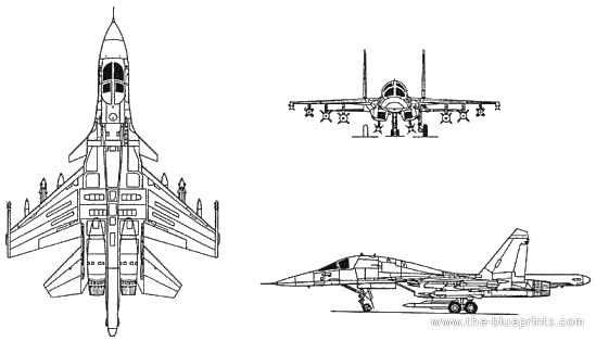 Самолет М Su-34 Flanker - чертежи, габариты, рисунки