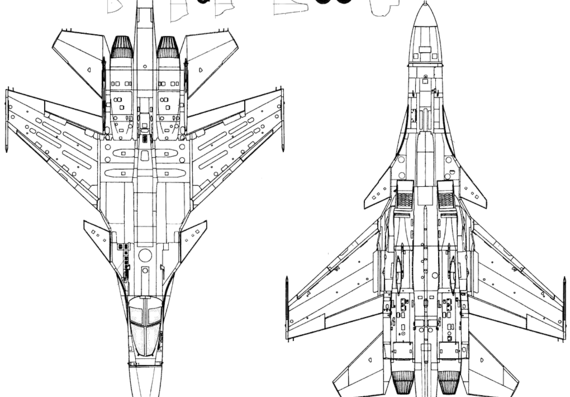 Самолет М Su-34 (Fullback) - чертежи, габариты, рисунки