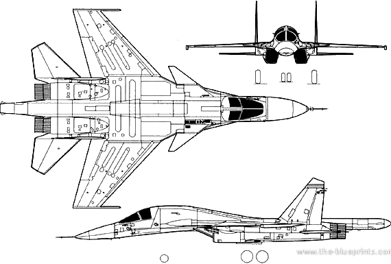 Самолет М Su-34 Fullback - чертежи, габариты, рисунки