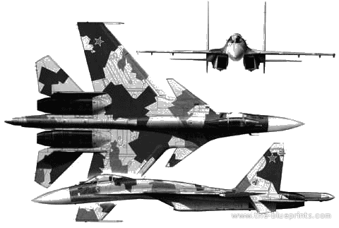 Самолет М Su-35 - чертежи, габариты, рисунки